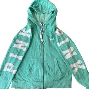 Victoria's Secret Mint Green Zip-Up Hoodie and sweatpants